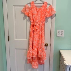 NWT Kids XL vibrant neon peach summer dress